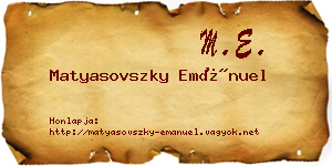 Matyasovszky Emánuel névjegykártya